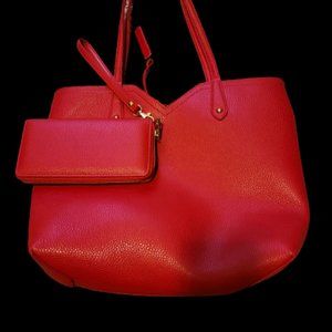 Red Carry All Bag with Wallet